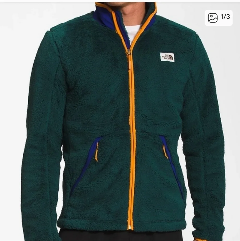 The North Face Fleece Full Zip Jacket, Hunter green purple and orange Size M